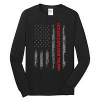 American Flag House Cats For Trump 2024 Trump Cats Tall Long Sleeve T-Shirt