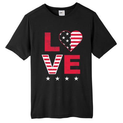 American Flag Heart Red White Blue Cute 4th of July Top Tall Fusion ChromaSoft Performance T-Shirt