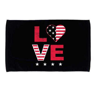 American Flag Heart Red White Blue Cute 4th of July Top Microfiber Hand Towel