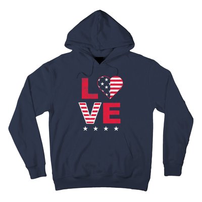 American Flag Heart Red White Blue Cute 4th of July Top Hoodie