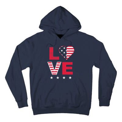 American Flag Heart Red White Blue Cute 4th of July Top Tall Hoodie