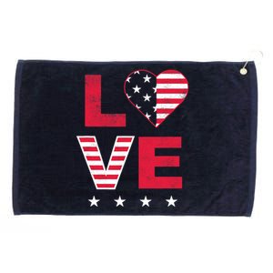 American Flag Heart Red White Blue Cute 4th of July Top Grommeted Golf Towel