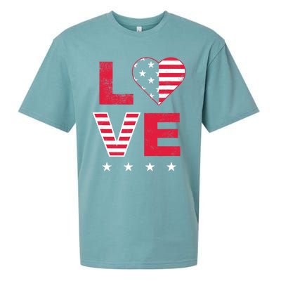 American Flag Heart Red White Blue Cute 4th of July Top Sueded Cloud Jersey T-Shirt