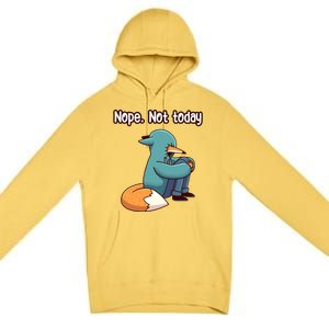 A Funny Hiding Fox Nope Not Today Gift Premium Pullover Hoodie