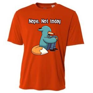 A Funny Hiding Fox Nope Not Today Gift Cooling Performance Crew T-Shirt