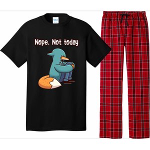 A Funny Hiding Fox Nope Not Today Gift Pajama Set