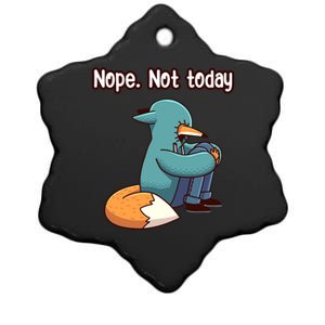 A Funny Hiding Fox Nope Not Today Gift Ceramic Star Ornament