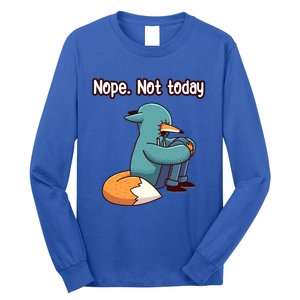 A Funny Hiding Fox Nope Not Today Gift Long Sleeve Shirt