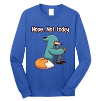 A Funny Hiding Fox Nope Not Today Gift Long Sleeve Shirt