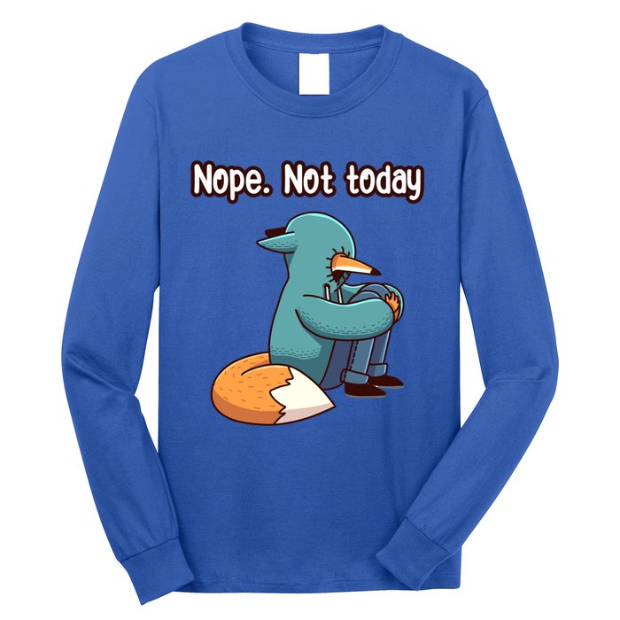 A Funny Hiding Fox Nope Not Today Gift Long Sleeve Shirt