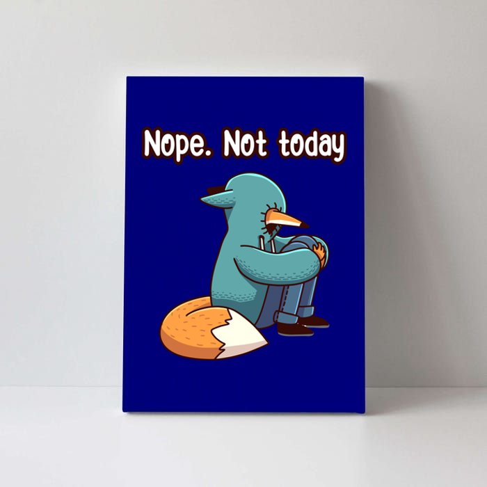 A Funny Hiding Fox Nope Not Today Gift Canvas