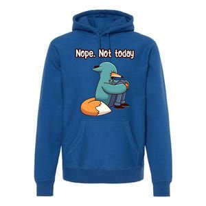 A Funny Hiding Fox Nope Not Today Gift Premium Hoodie