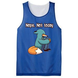 A Funny Hiding Fox Nope Not Today Gift Mesh Reversible Basketball Jersey Tank