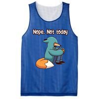 A Funny Hiding Fox Nope Not Today Gift Mesh Reversible Basketball Jersey Tank