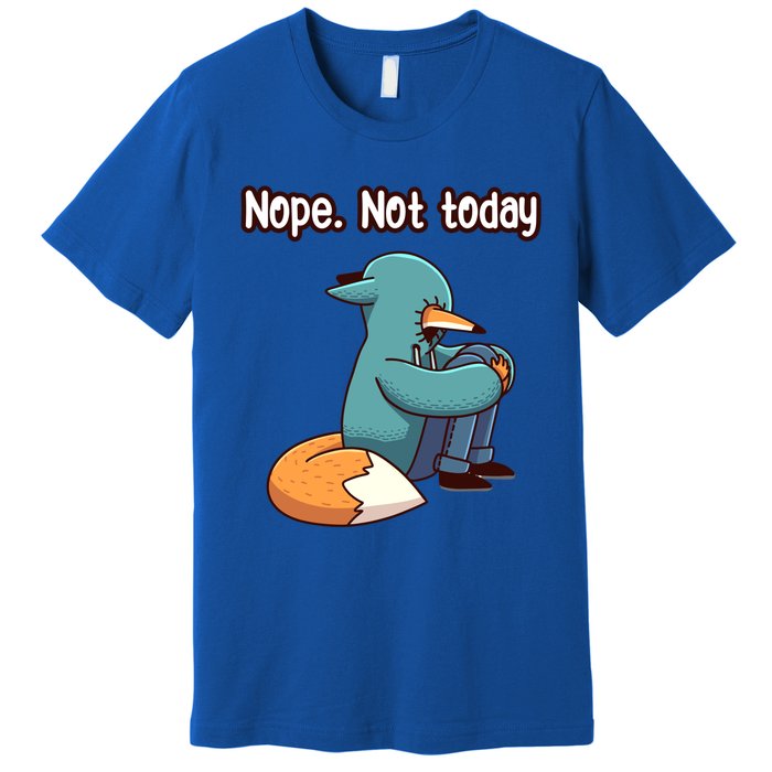 A Funny Hiding Fox Nope Not Today Gift Premium T-Shirt