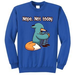 A Funny Hiding Fox Nope Not Today Gift Tall Sweatshirt