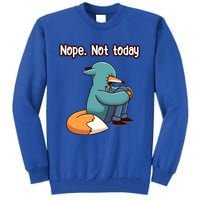 A Funny Hiding Fox Nope Not Today Gift Tall Sweatshirt