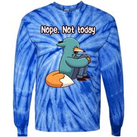 A Funny Hiding Fox Nope Not Today Gift Tie-Dye Long Sleeve Shirt