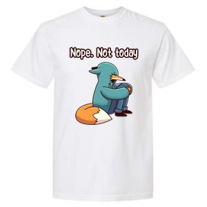 A Funny Hiding Fox Nope Not Today Gift Garment-Dyed Heavyweight T-Shirt