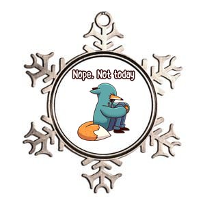 A Funny Hiding Fox Nope Not Today Gift Metallic Star Ornament