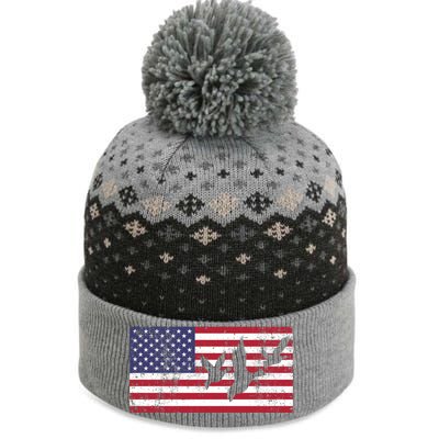 American Flag Hunting Geese Duck Gift 4th Of July Cool Gift The Baniff Cuffed Pom Beanie