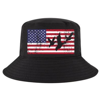 American Flag Hunting Geese Duck Gift 4th Of July Cool Gift Cool Comfort Performance Bucket Hat