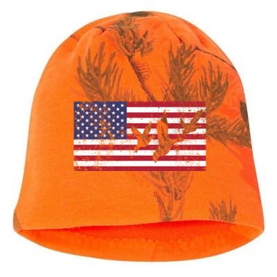 American Flag Hunting Geese Duck Gift 4th Of July Cool Gift Kati - Camo Knit Beanie