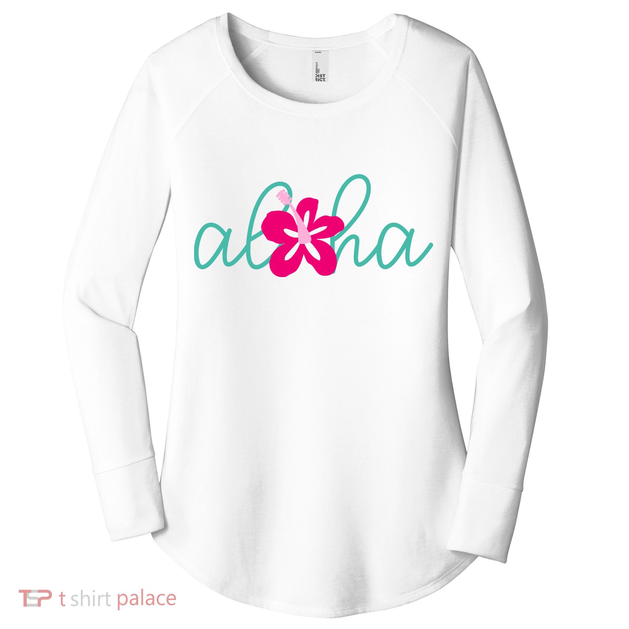 Aloha Floral Hawaii Tropical Women's Perfect Tri Tunic Long Sleeve Shirt