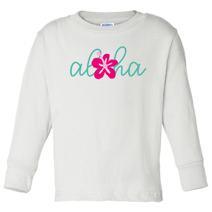 Aloha Floral Hawaii Tropical Toddler Long Sleeve Shirt