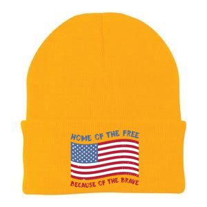 American Flag Home Of The Free Because Of The Brave Gift Knit Cap Winter Beanie