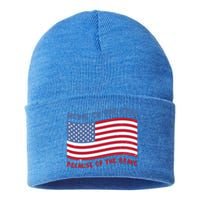 American Flag Home Of The Free Because Of The Brave Gift Sustainable Knit Beanie