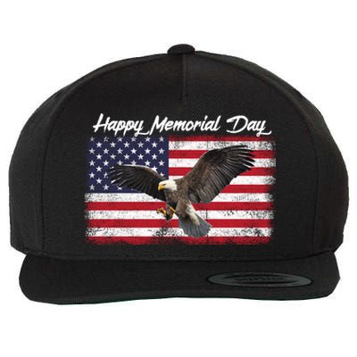 American Flags Happy Memorial Day Gift Wool Snapback Cap