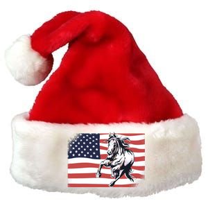 American Flag Horse 4th Of July Patrioticic Meaningful Gift Premium Christmas Santa Hat