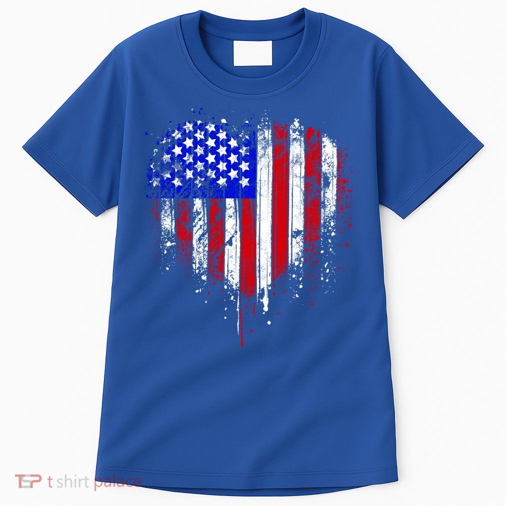 American Flag Heart 4th Of July Usa Flag Mom Mama Gift Tall T-Shirt