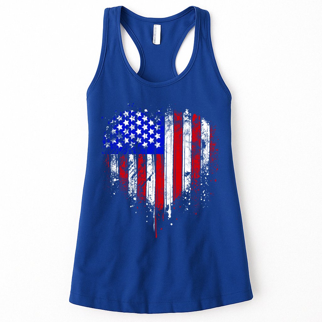 American Flag Heart 4th Of July Usa Flag Mom Mama Gift Womens Tank Top
