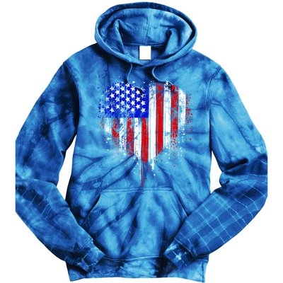 American Flag Heart 4th Of July Usa Flag Mom Mama Gift Tie Dye Hoodie