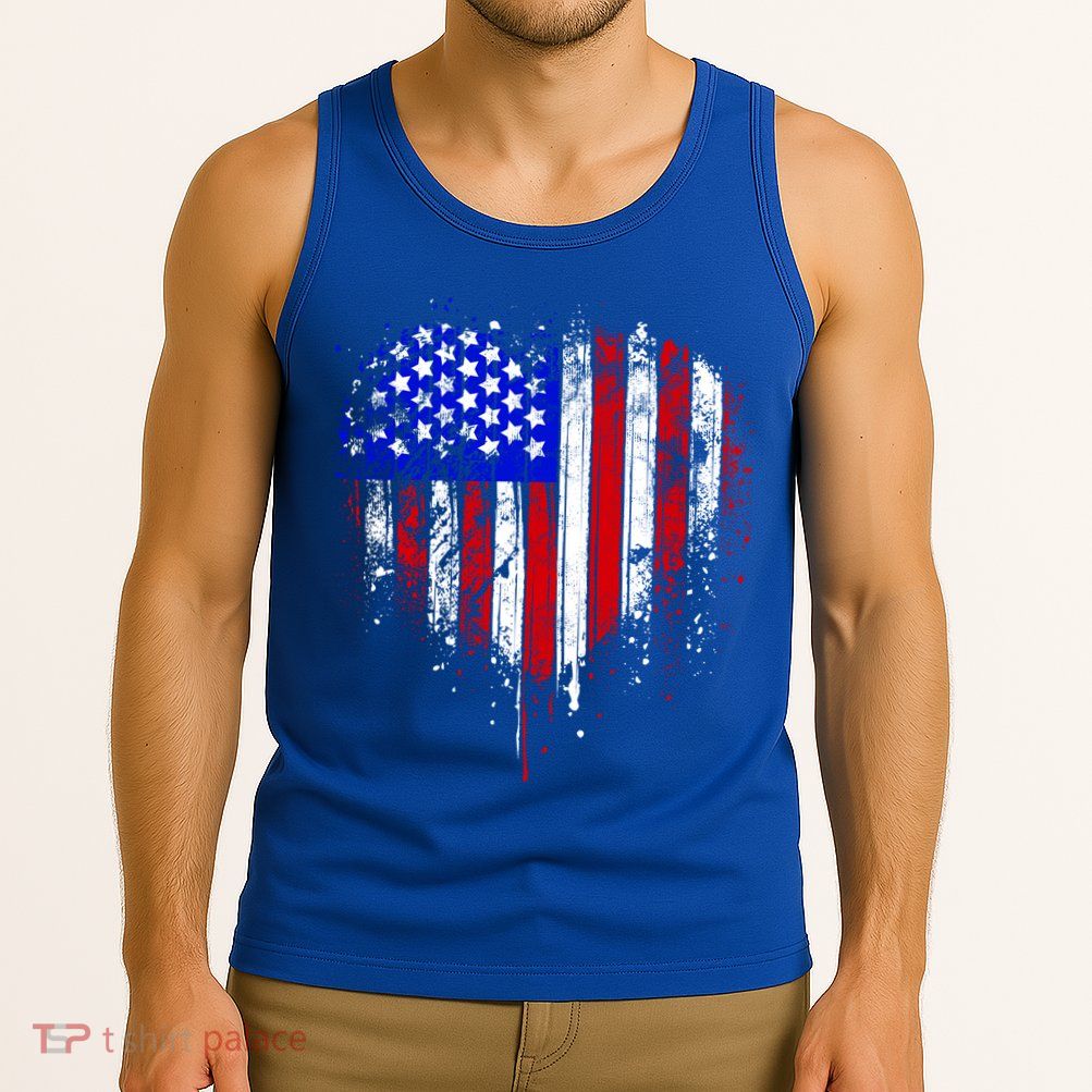 American Flag Heart 4th Of July Usa Flag Mom Mama Gift Tank Top