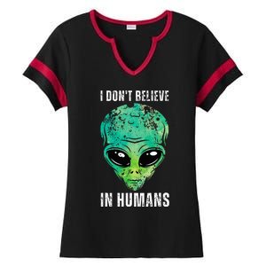 Alien Face Halloween Costume Green Turquoise Ladies Halftime Notch Neck Tee