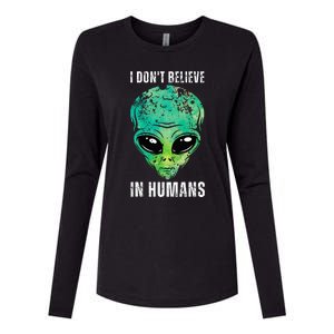 Alien Face Halloween Costume Green Turquoise Womens Cotton Relaxed Long Sleeve T-Shirt