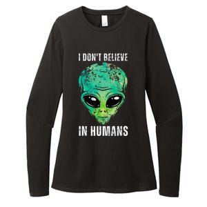 Alien Face Halloween Costume Green Turquoise Womens CVC Long Sleeve Shirt