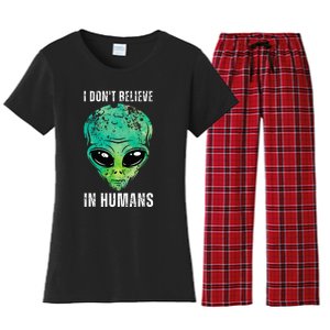 Alien Face Halloween Costume Green Turquoise Women's Flannel Pajama Set