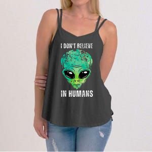 Alien Face Halloween Costume Green Turquoise Women's Strappy Tank