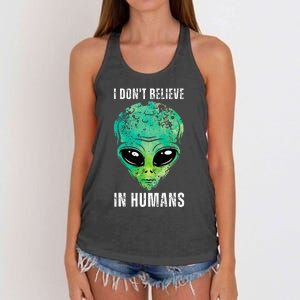 Alien Face Halloween Costume Green Turquoise Women's Knotted Racerback Tank