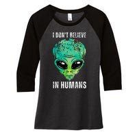 Alien Face Halloween Costume Green Turquoise Women's Tri-Blend 3/4-Sleeve Raglan Shirt