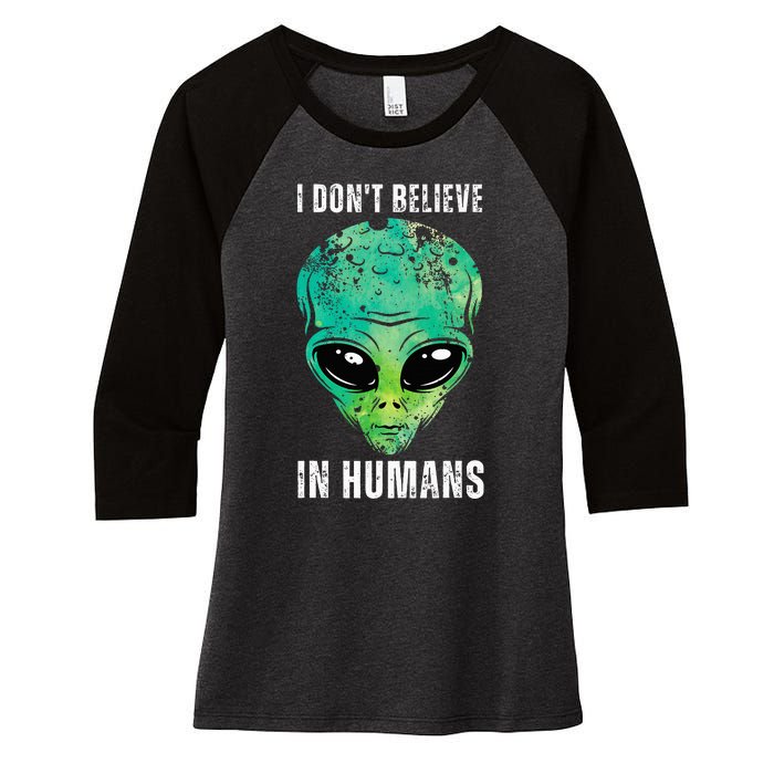 Alien Face Halloween Costume Green Turquoise Women's Tri-Blend 3/4-Sleeve Raglan Shirt