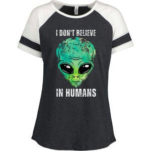 Alien Face Halloween Costume Green Turquoise Enza Ladies Jersey Colorblock Tee