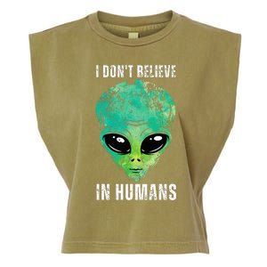 Alien Face Halloween Costume Green Turquoise Garment-Dyed Women's Muscle Tee