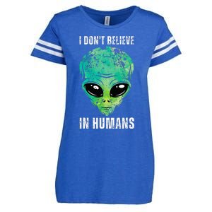 Alien Face Halloween Costume Green Turquoise Enza Ladies Jersey Football T-Shirt