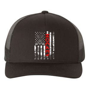 American Flag Hockey USA Patriotic Gift Yupoong Adult 5-Panel Trucker Hat