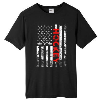 American Flag Hockey USA Patriotic Gift Tall Fusion ChromaSoft Performance T-Shirt